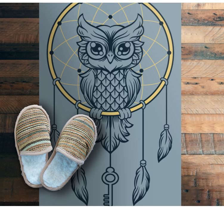 Black Owl with dream catcher bedroom rug - TenStickers