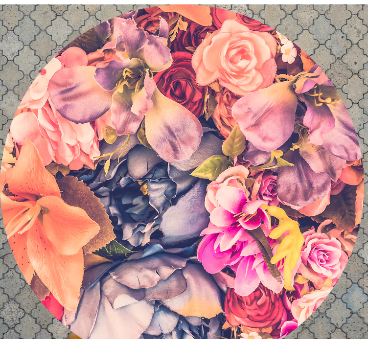 Blooming Circular Arrangement floral vinyl rug - TenStickers