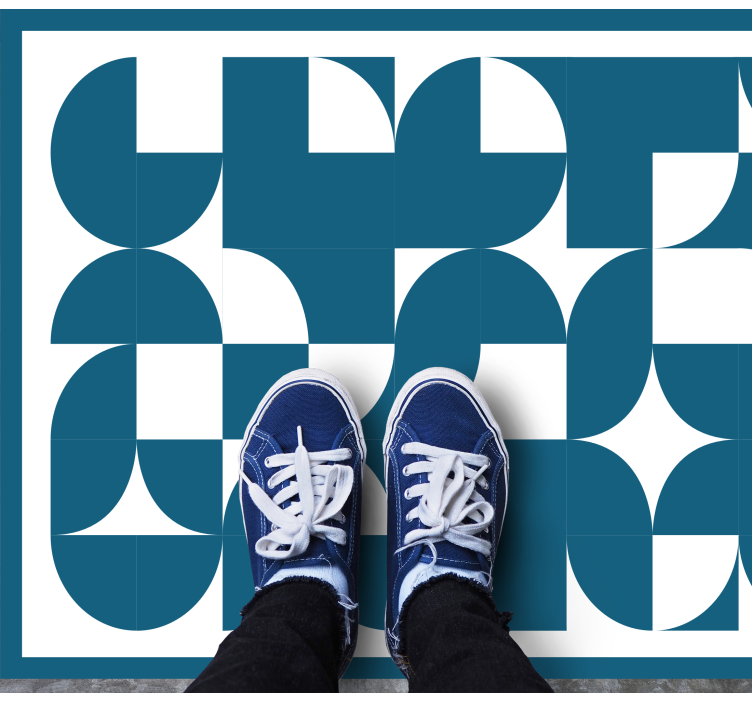 Blue abstract motif geometric vinyl rug - TenStickers