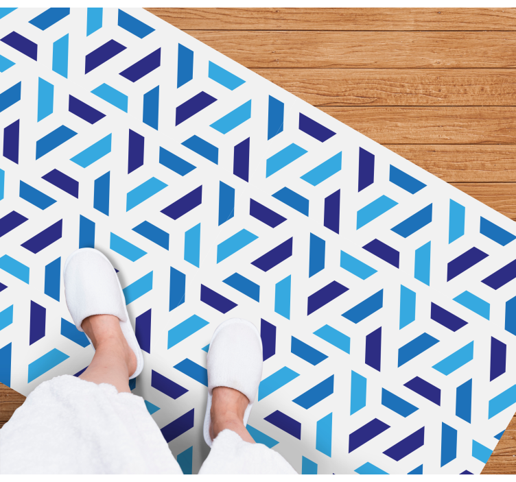 Blue patterned shapes geometric vinyl rug - TenStickers