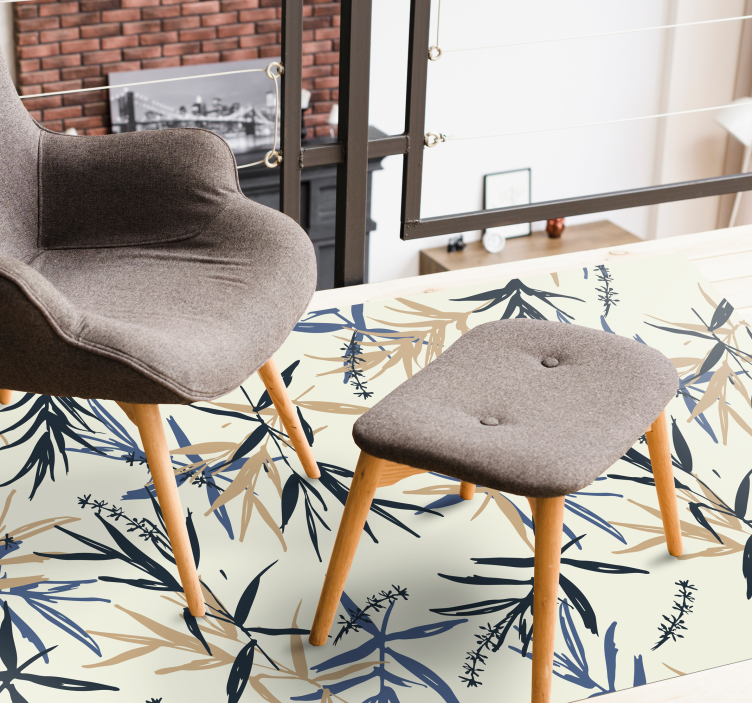 Botanical Bamboo Pattern floral vinyl rug - TenStickers