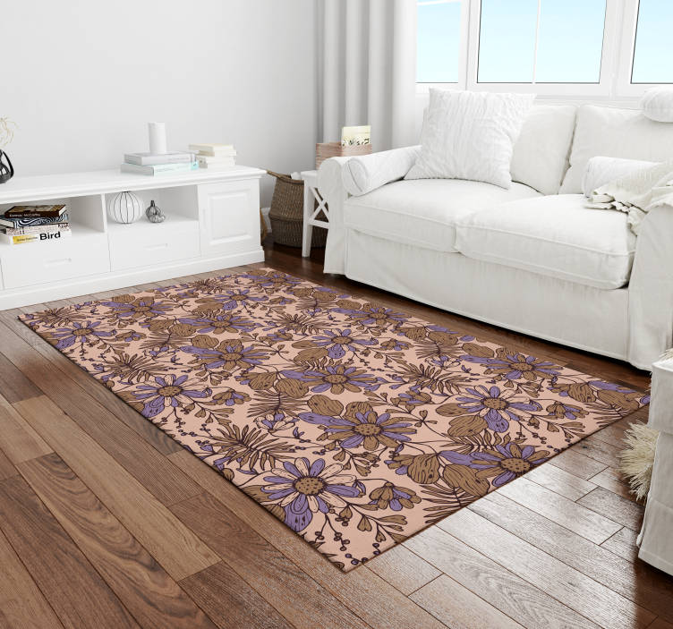 Botanical Floral Pattern floral vinyl rug - TenStickers