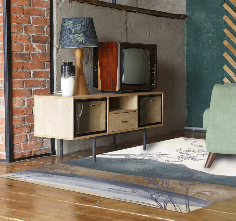 Botanical Silhouette floral vinyl rug - TenStickers