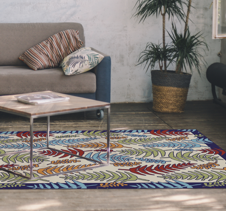 Botanical Stripes floral vinyl rug - TenStickers