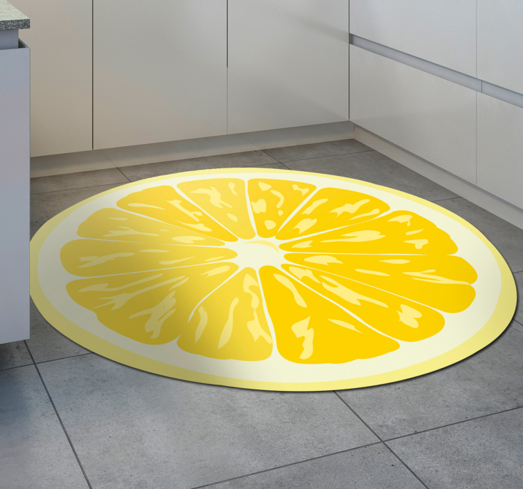 Bright lemon slice kitchen vinyl rug - TenStickers