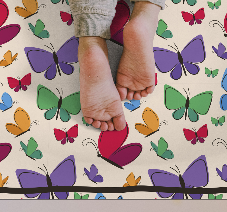 Butterfly Abundance floral vinyl rug - TenStickers