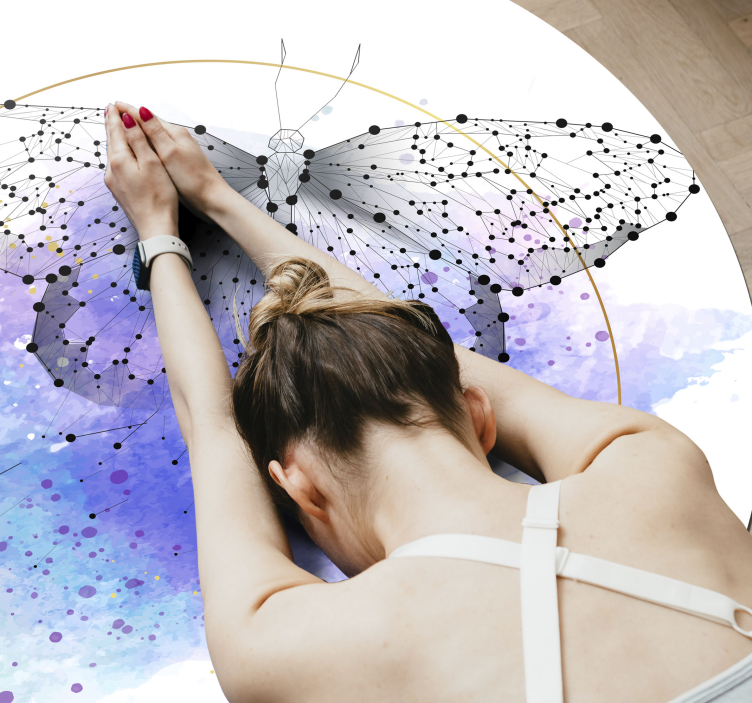 Butterfly Watercolor floral vinyl rug - TenStickers