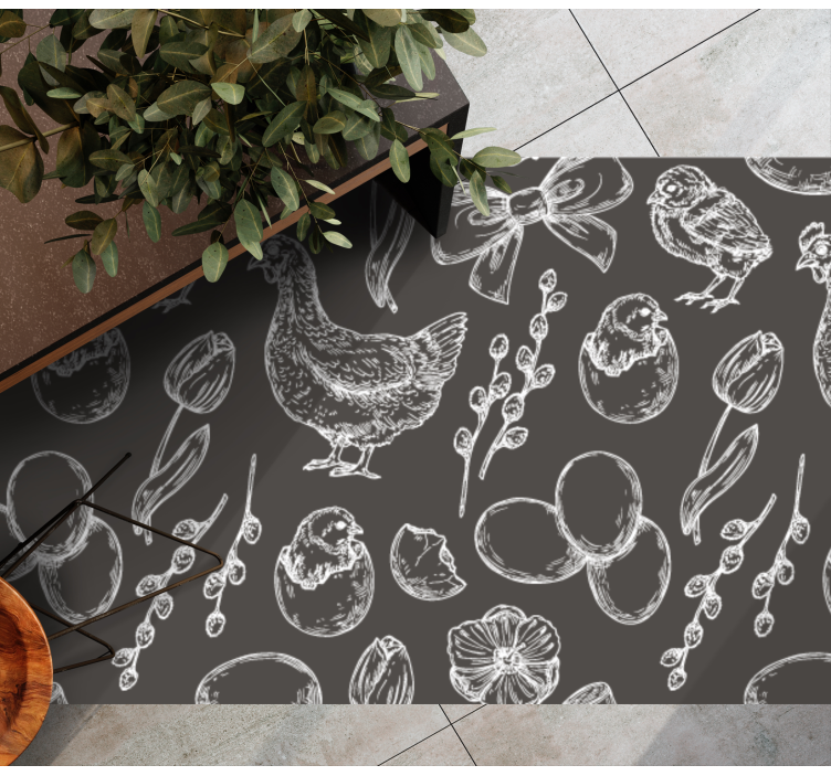 Charming Farmyard Motifs kitchen vinyl rug - TenStickers
