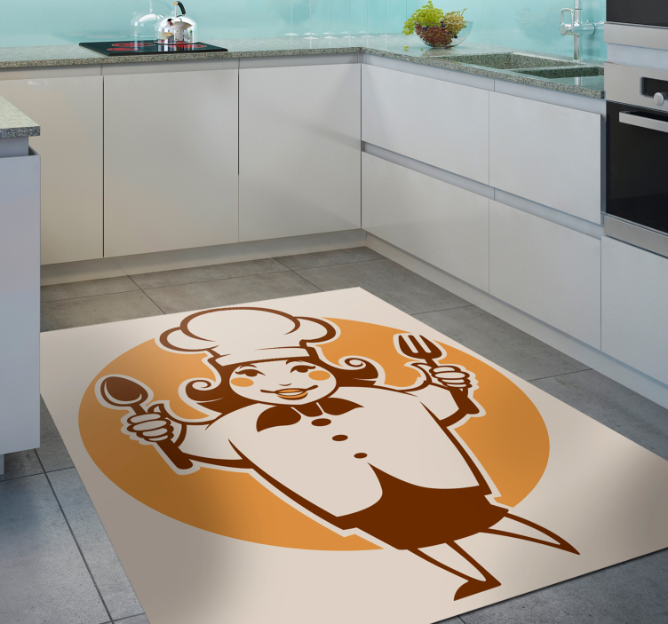 Cheerful Chef Silhouette kitchen vinyl rug - TenStickers