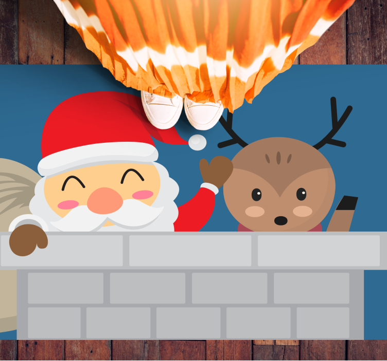 Cheerful Santa Scene Christmas vinyl rug - TenStickers