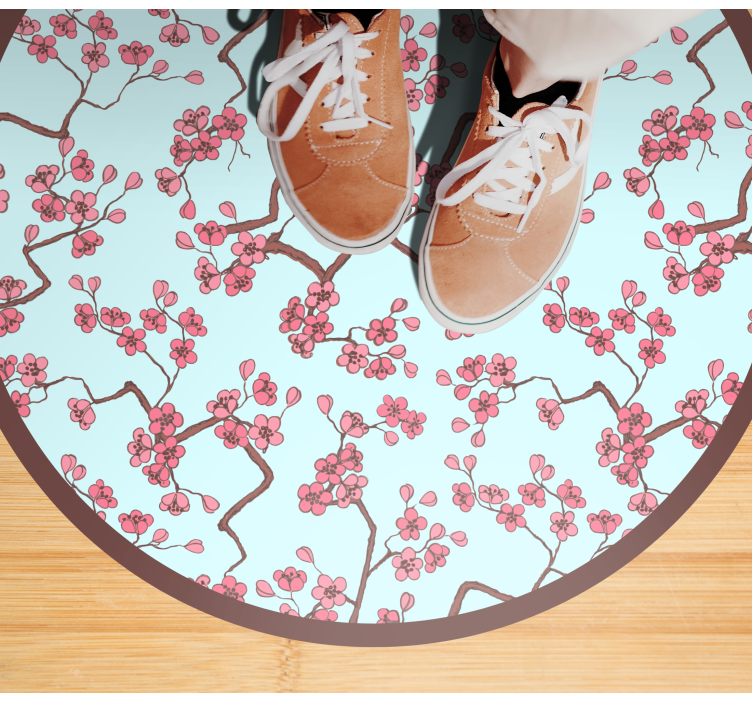 Cherry Blossom Pattern floral vinyl rug - TenStickers