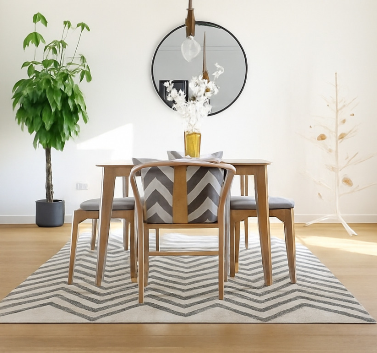 Chevron zigzag pattern dining room vinyl rug - TenStickers