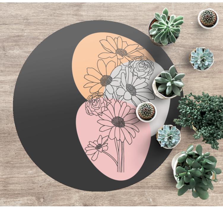 Circle composition floral vinyl rug - TenStickers