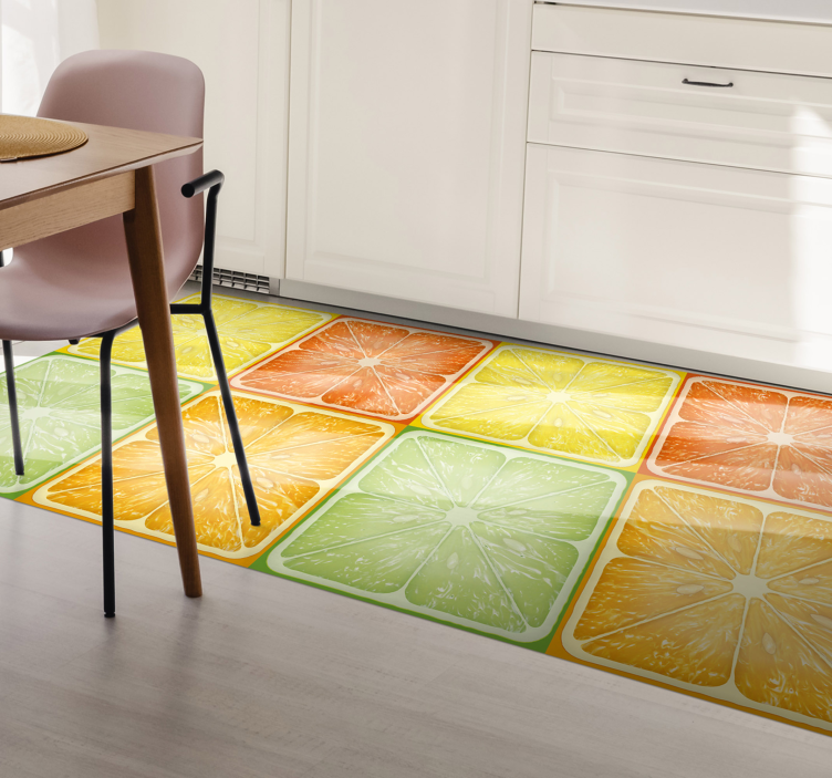 Citrus Slice Collage kitchen vinyl rug - TenStickers