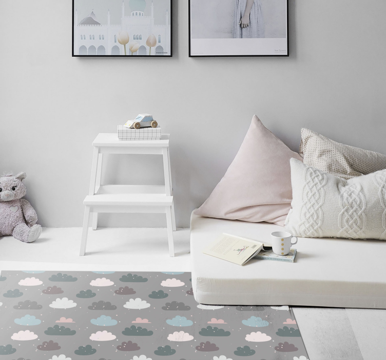 Cloudy Playtime nursery vinyl rug - TenStickers