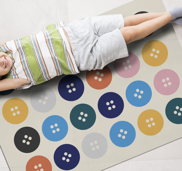 Colorful Button Pattern kids vinyl rug - TenStickers