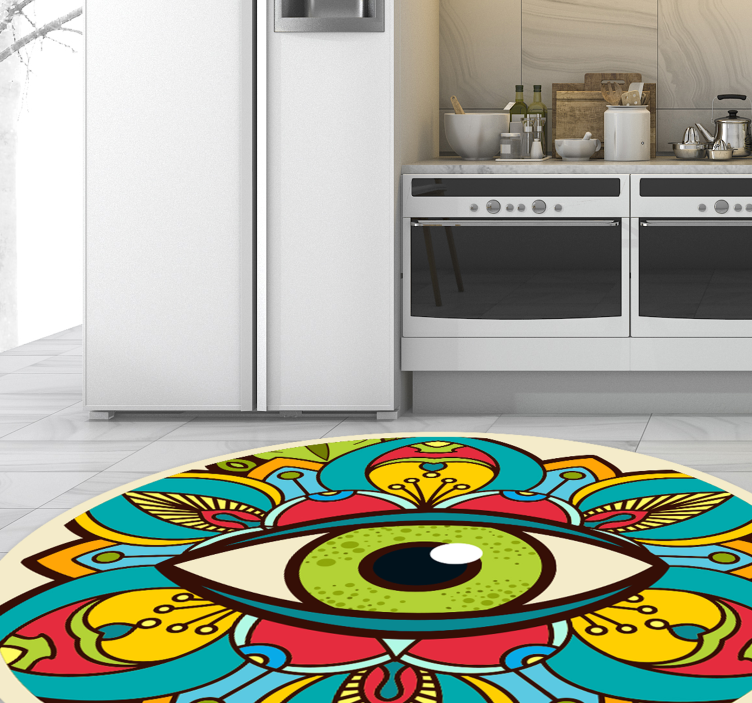 Colorful Eye Pattern mandala vinyl rug - TenStickers