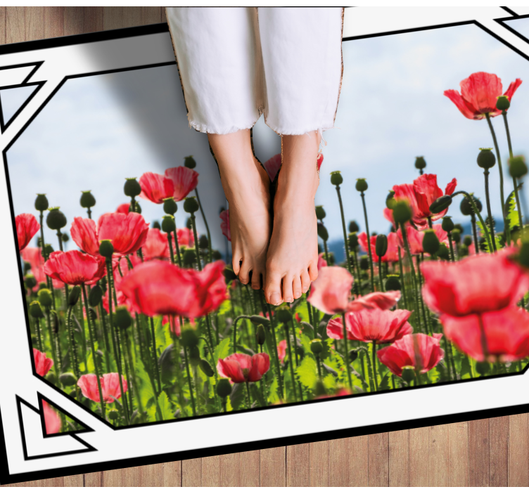 Colorful poppy field floral vinyl rug - TenStickers