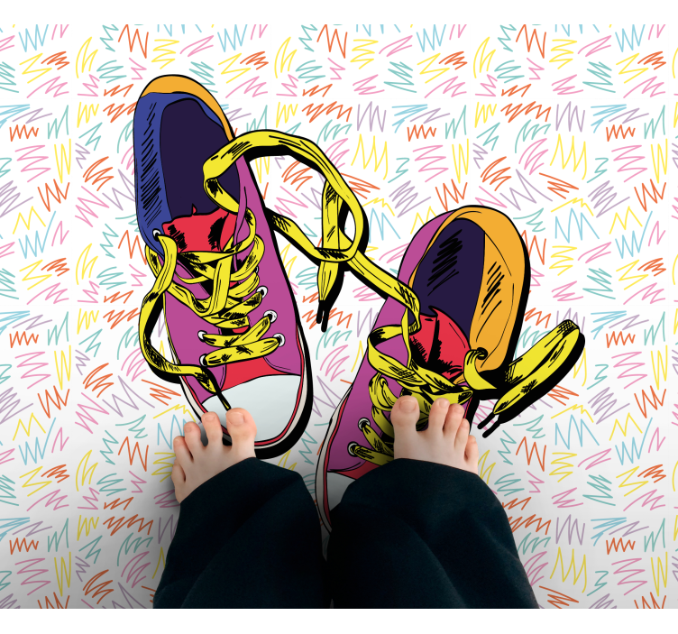 Colorful Sneaker Pattern teen vinyl rug - TenStickers