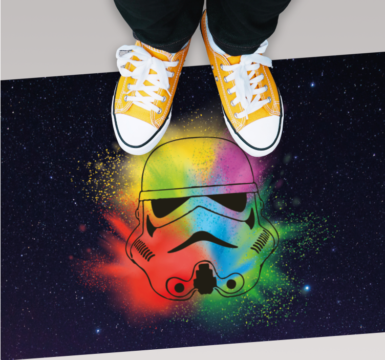 Colorful Stormtrooper Face kids vinyl rug - TenStickers