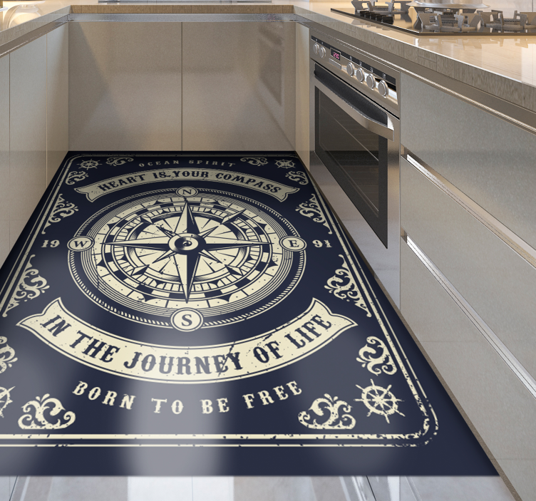 COMPASS JOURNEY ART minimal vinyl rug - TenStickers