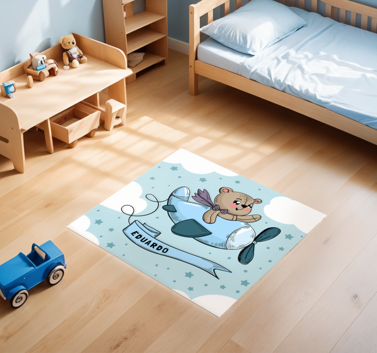 Customizable Teddy Pilot Design personalised rug - TenStickers