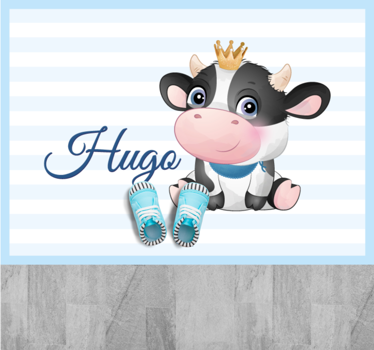 Baby Cow With Name nursery vinyl rug - TenStickers