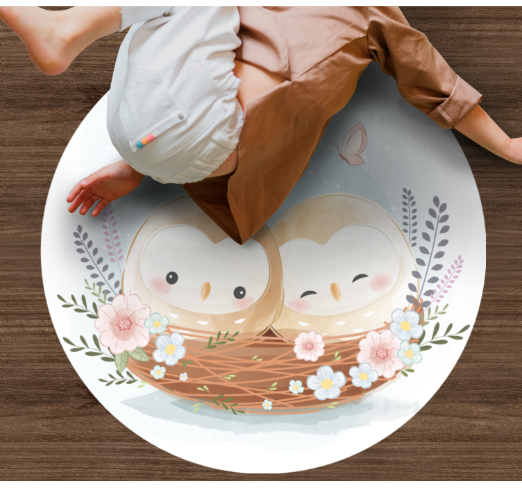 Couple owl nest bedroom vinyl rug - TenStickers