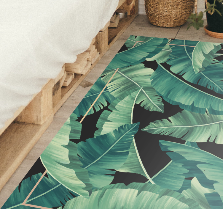 Dark green leaves floral rug - TenStickers