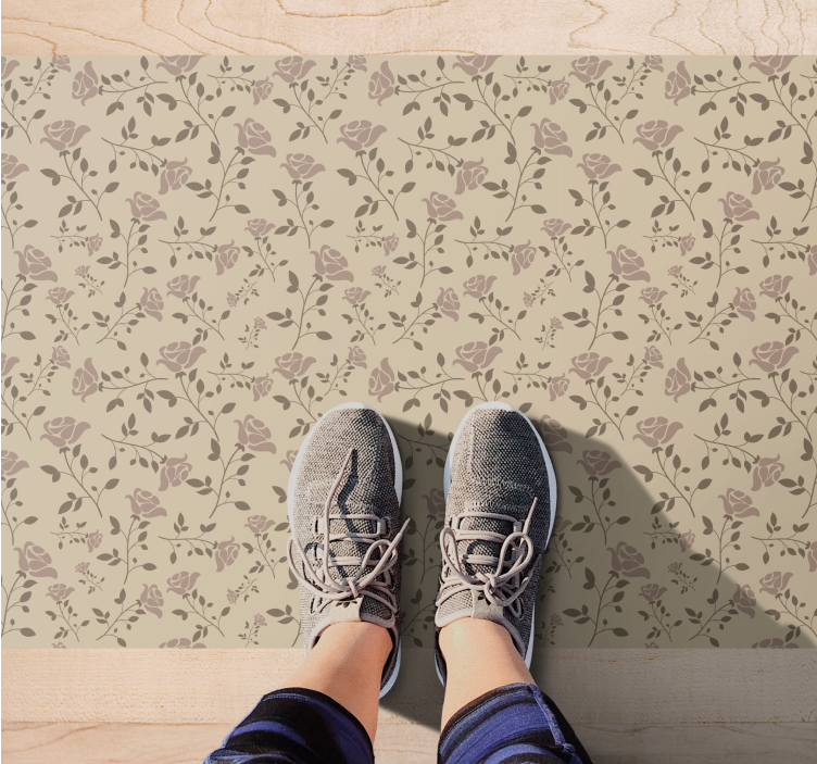 Delicate Botanical Element floral vinyl rug - TenStickers