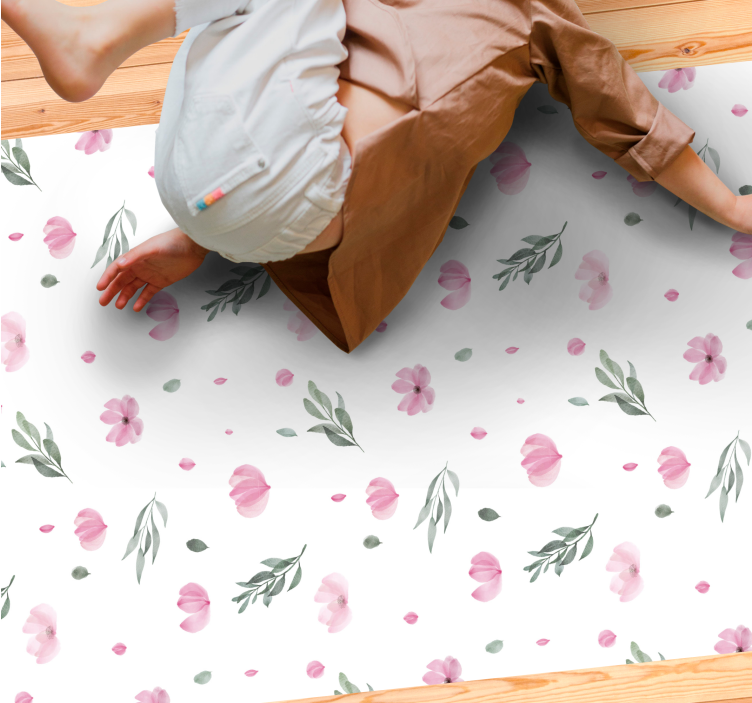 Delightful Flower Illustrations floral vinyl rug - TenStickers