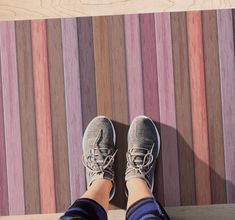 Vertical purple stripes wood effect vinyl rug - TenStickers