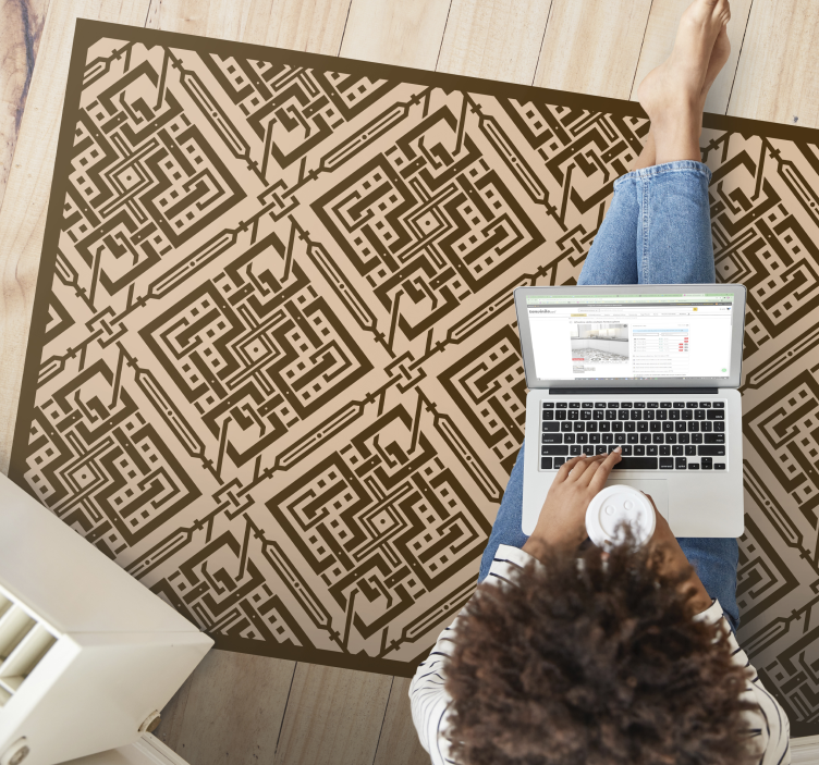 Elegant geometric element living room vinyl rug - TenStickers