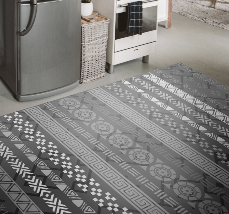 Grey tribal pattern kitchen vinyl rug - TenStickers