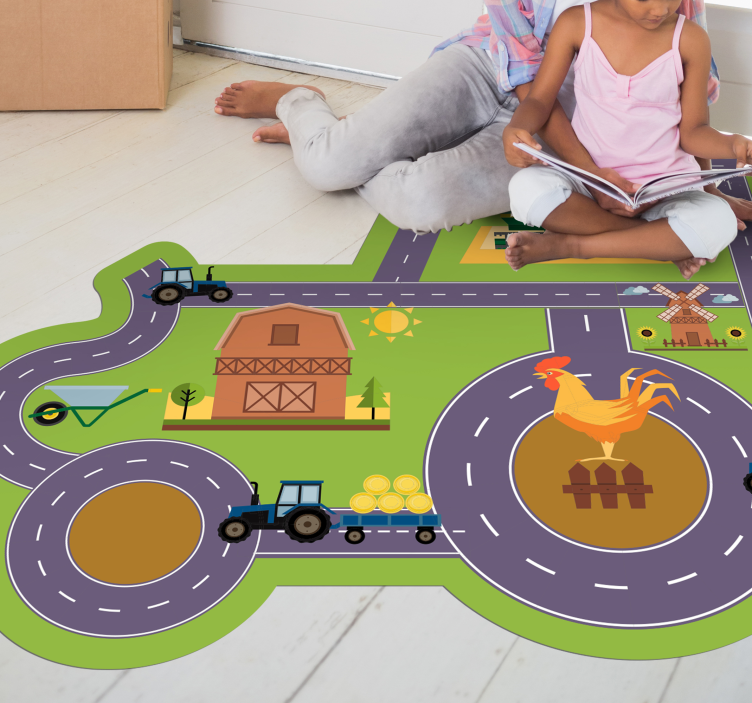Farm Play Circuit road vinyl rug - TenStickers
