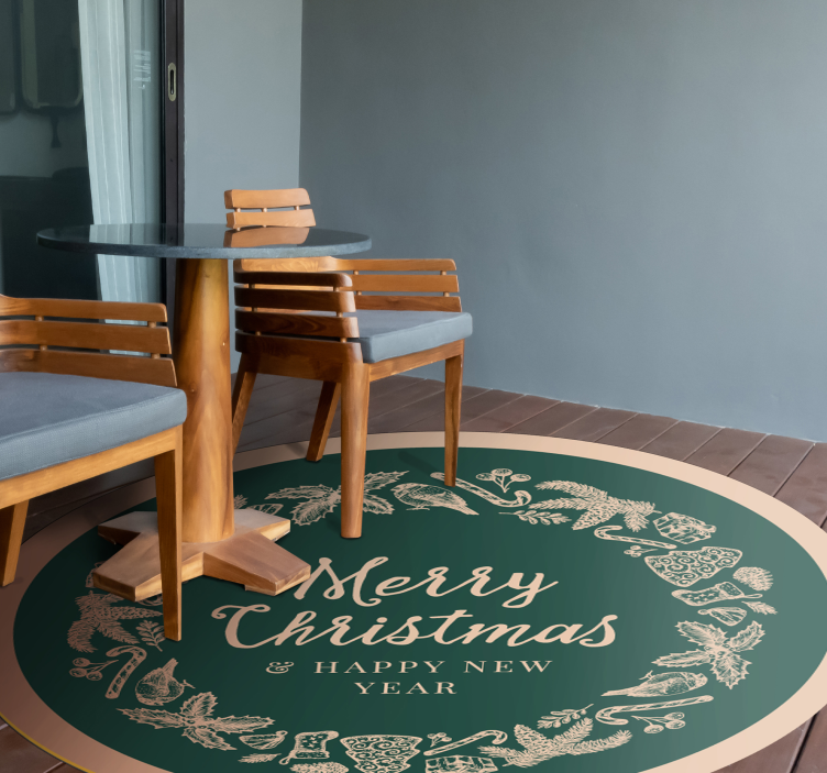 Festive Greetings Circle Christmas vinyl rug - TenStickers