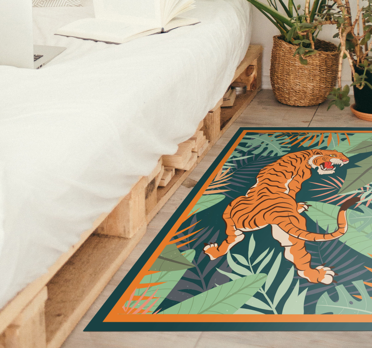 Fierce tiger illustration animal vinyl rug - TenStickers