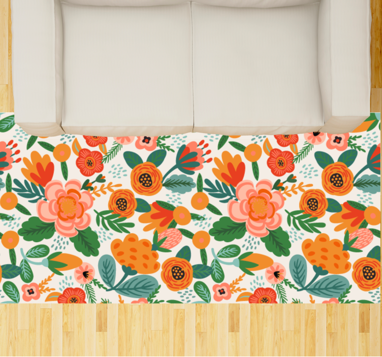 Floral garden pattern floral vinyl rug - TenStickers