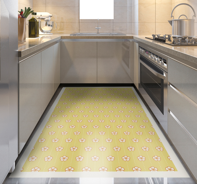 Floral Kitchen Accessory floral vinyl rug - TenStickers