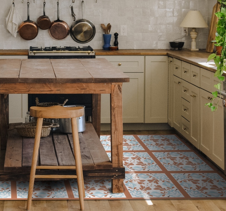 Floral Mediterranean tiles carpet - TenStickers