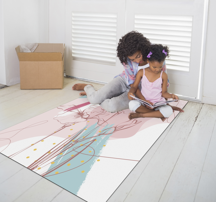 Marvellous floral modern vinyl rug - TenStickers