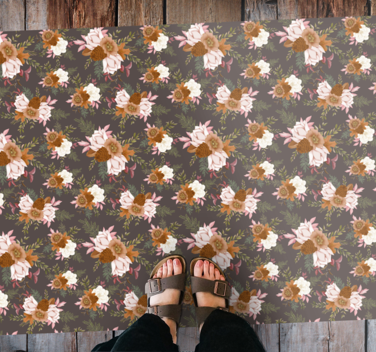 Floral Pattern Elegance floral vinyl rug - TenStickers