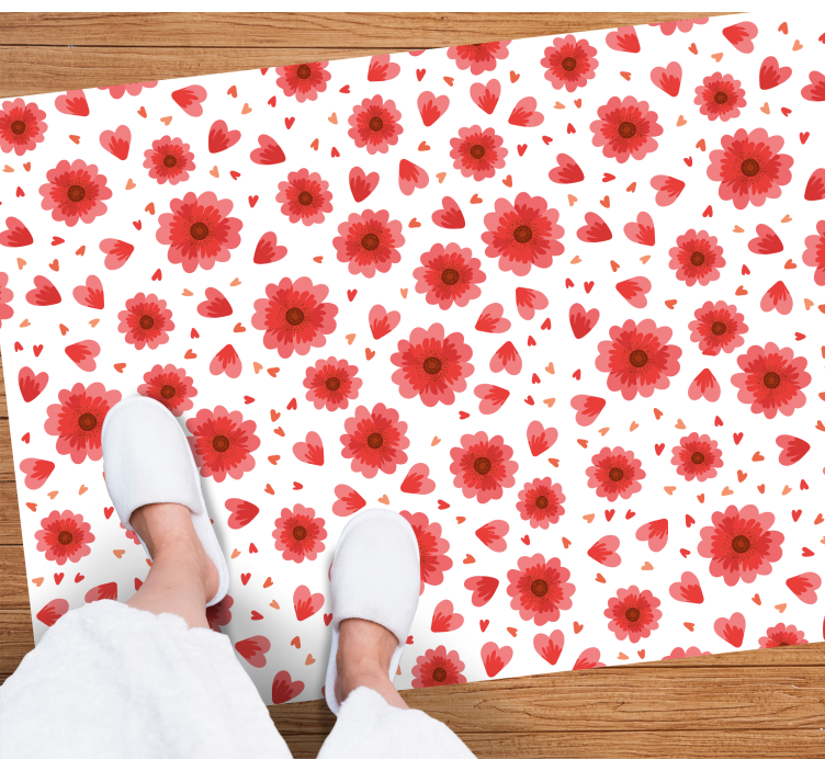 Floral vinyl rug floral heart design - TenStickers