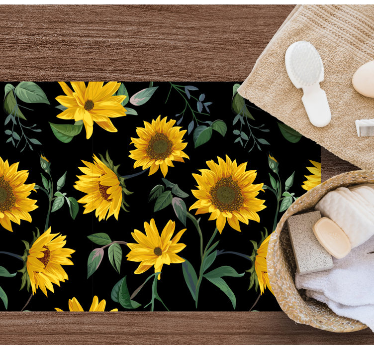 Floral vinyl rug sunflower floral design - TenStickers