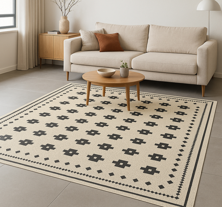Flower mosaic living room vinyl rug - TenStickers
