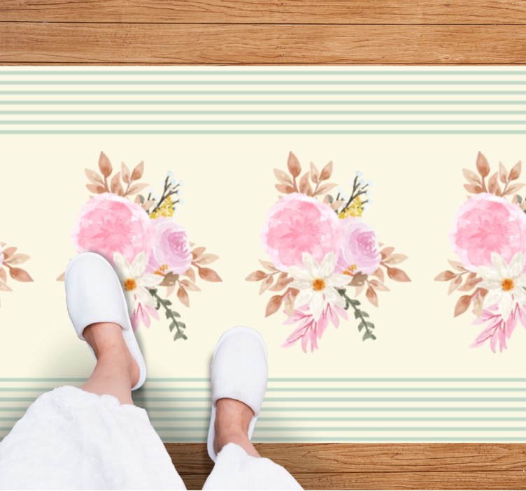 Soft Floral Arrangement bathroom vinyl rug - TenStickers