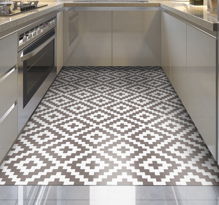 Geometric grey diamonds kitchen vinyl rug - TenStickers