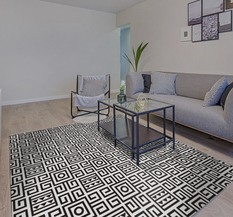 Geometric Pattern Contrast geometric vinyl rug - TenStickers