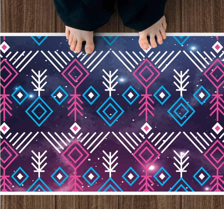 Ethnic purple and blue Scandinavian vinyl rug - TenStickers