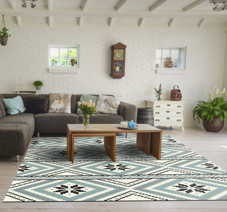 Geometric Tribal Pattern geometric vinyl rug - TenStickers